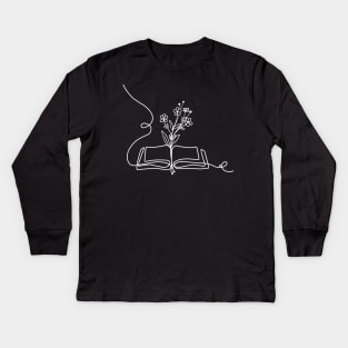 Flowers growing from book Kids Long Sleeve T-Shirt